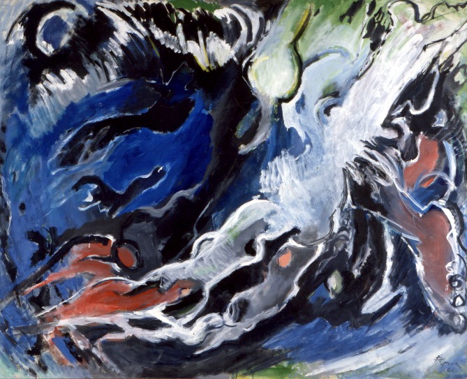 Plongeurs à la vague bleue