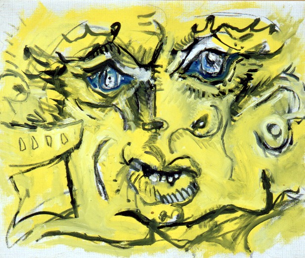 Tête de guerrier aux yeux bleus