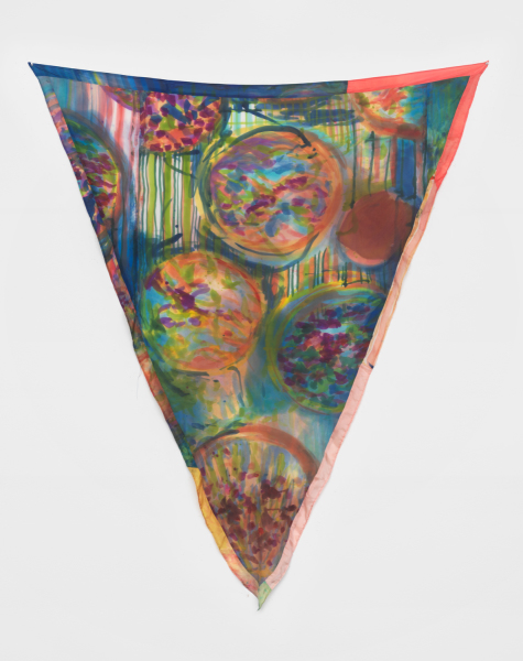 Triangle, blue florals with border