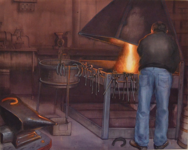 Un maréchal-ferrant devant sa forge