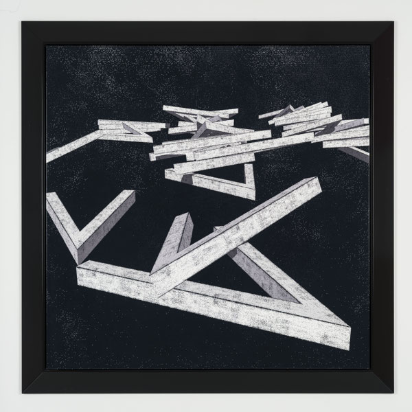 Generative Angles Painting - Black and White 13